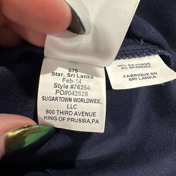 Lilly Pulitzer Navy Wide Leg Sailor Pant Mariner Gold Logo Buttons Sz 2 - Picture 4 of 7